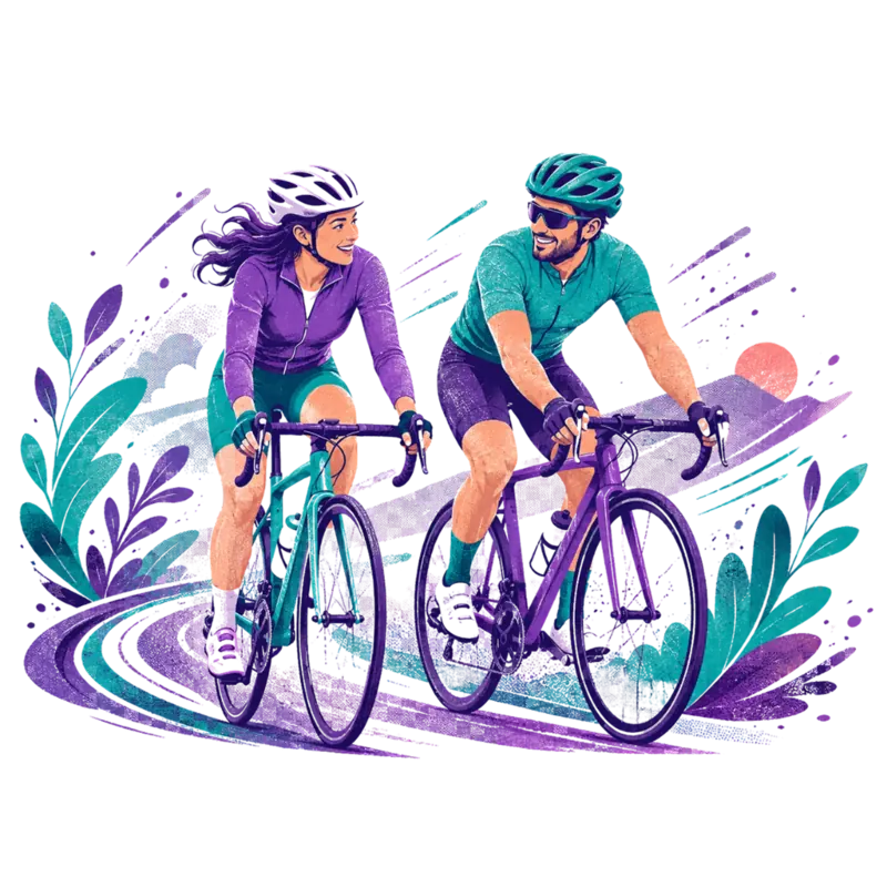 Two cyclists on road bikes — Cycling earns Move Points in Kinobolt