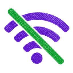 Crossed-out wifi symbol indicating Kinobolt works without an internet connection