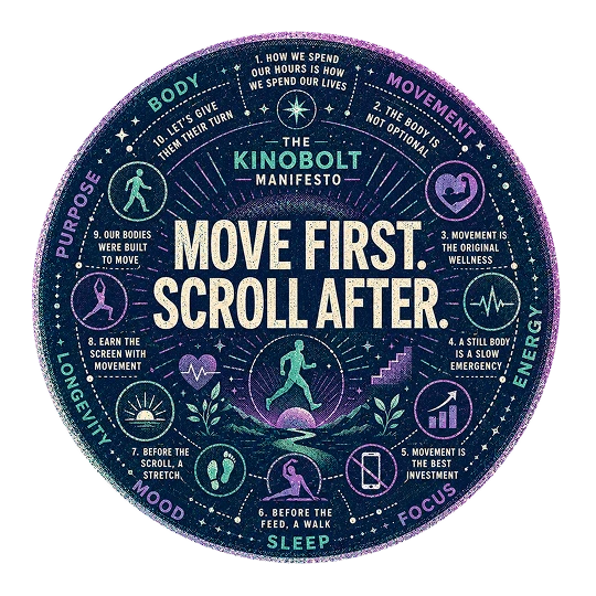 Kinobolt manifesto illustration showing movement before screen time