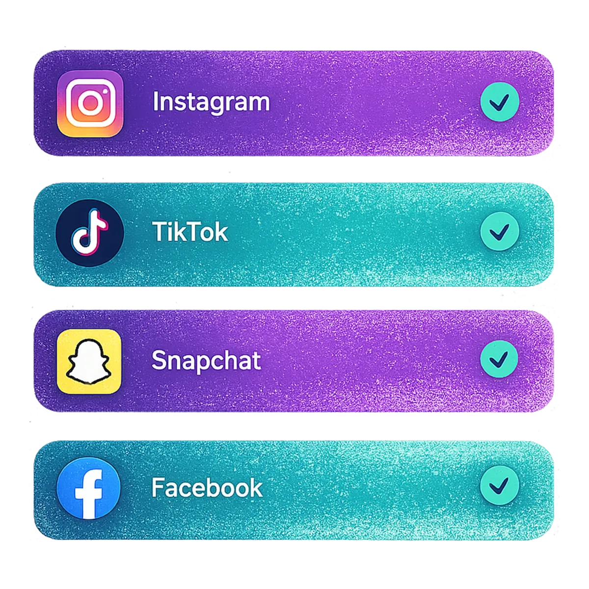 Kinobolt's app picker with Instagram, TikTok, Snapchat, and Facebook all marked to be blocked